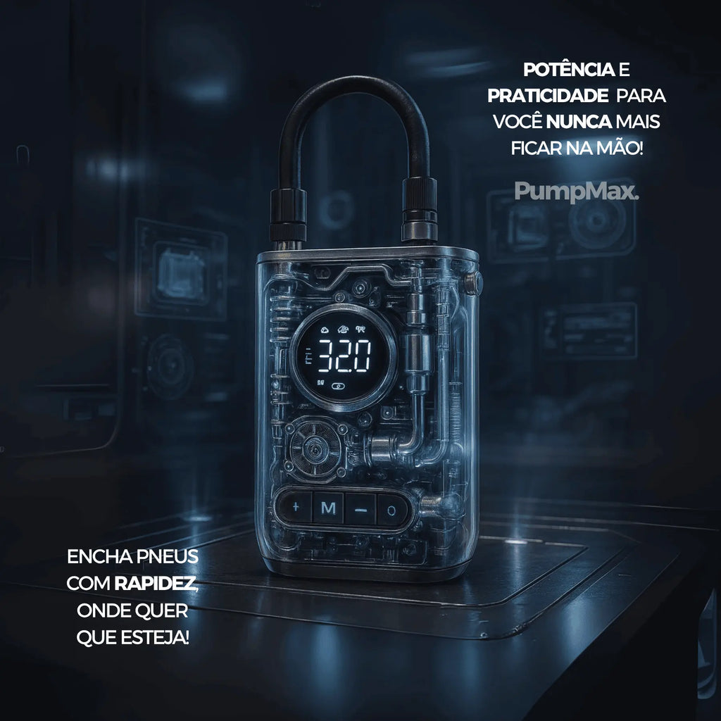 Compressor de Ar Portátil PumpMax + 4 BRINDES EXCLUSIVOS + FRETE GRÁTISS